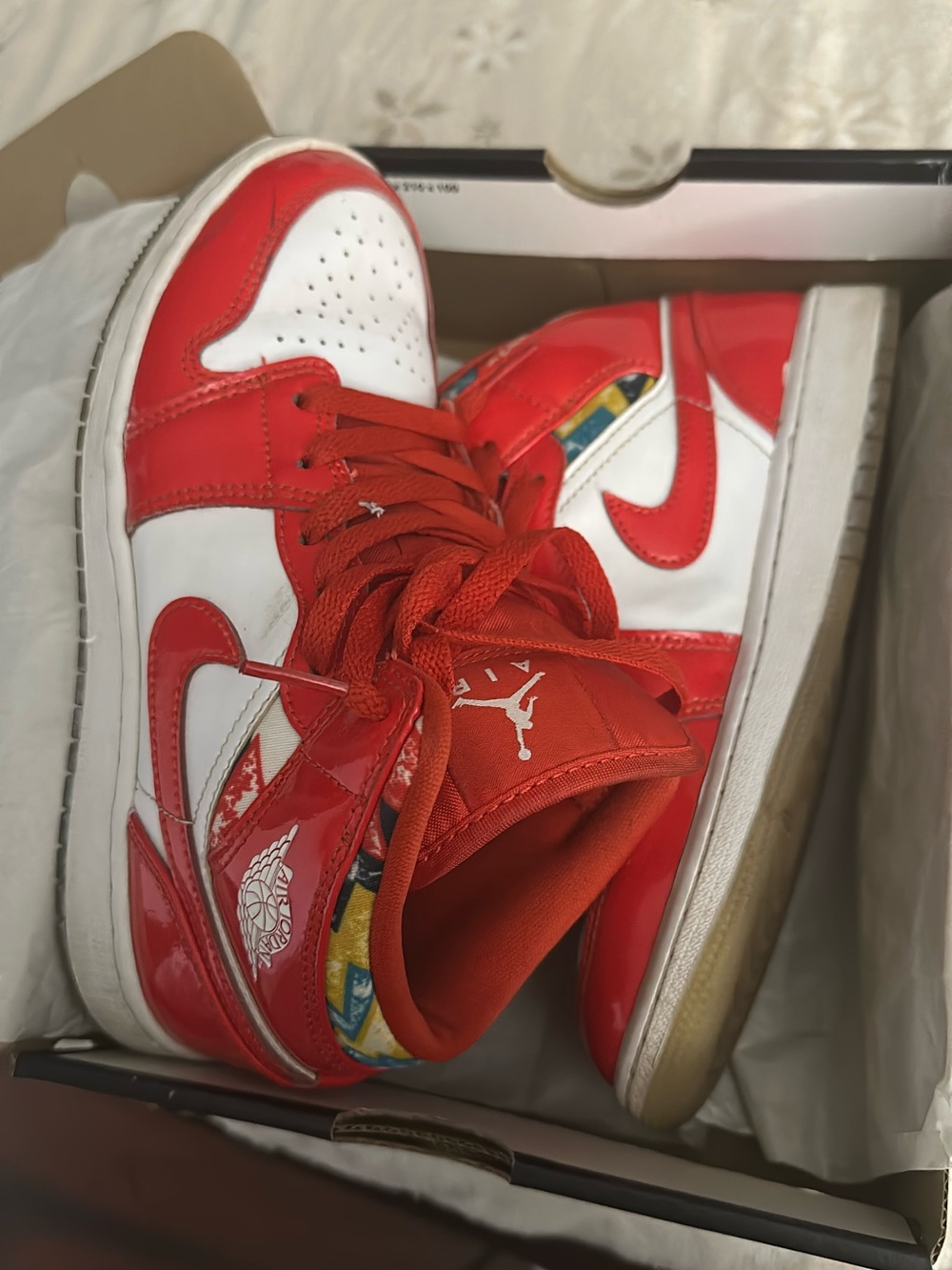 Jordan Kids Red and White High-Top Sneakers